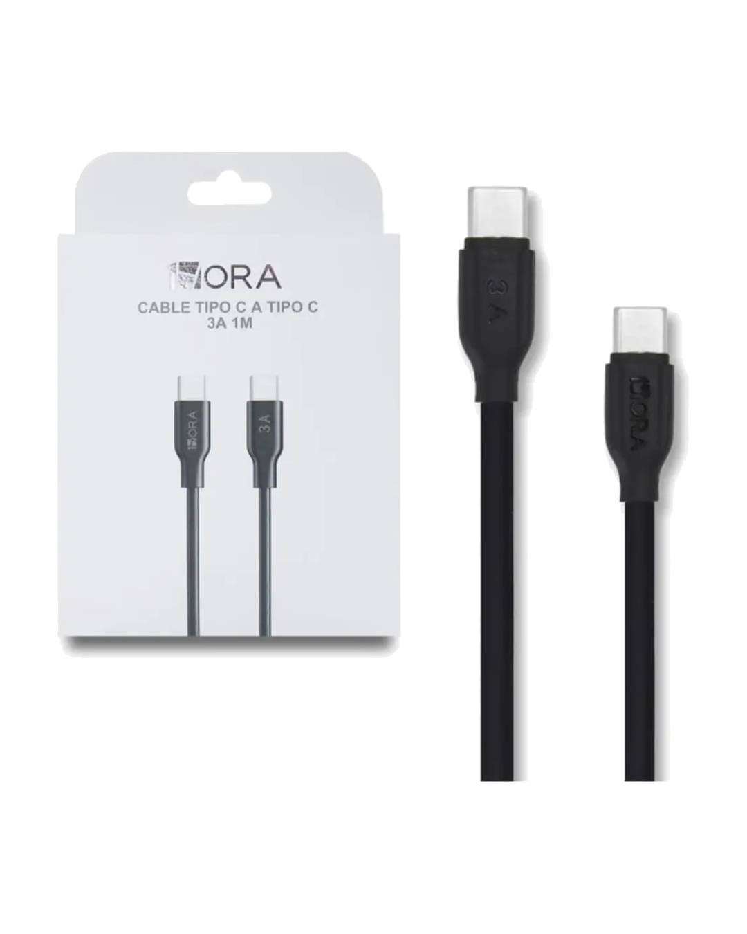 Cable Tipo C a Tipo C 1Hora 1 m 3 A Negro