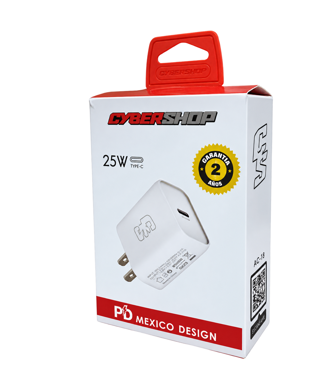 Cargador CyberShop Power Adapter USB-C 25W AC18