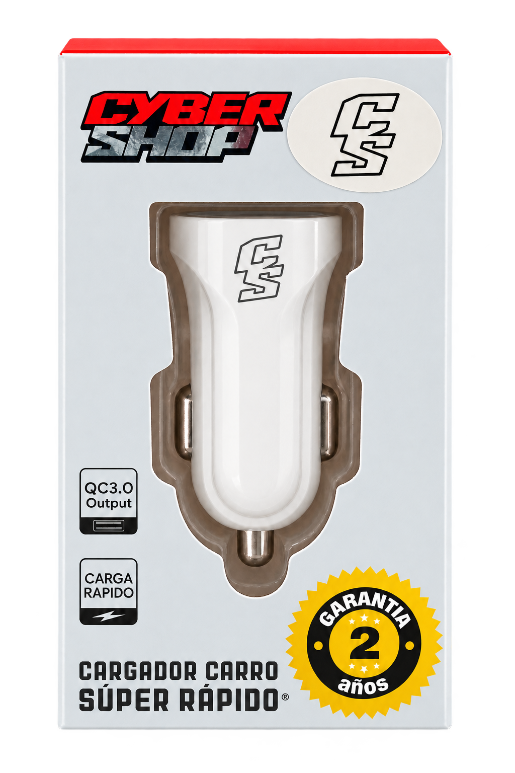 Cargador para carro CyberShop QC 3.0 blanco