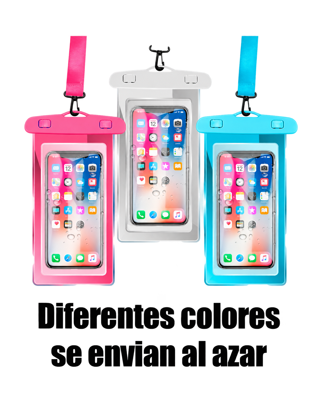 Protector contra agua para celular multicolor con cordón
