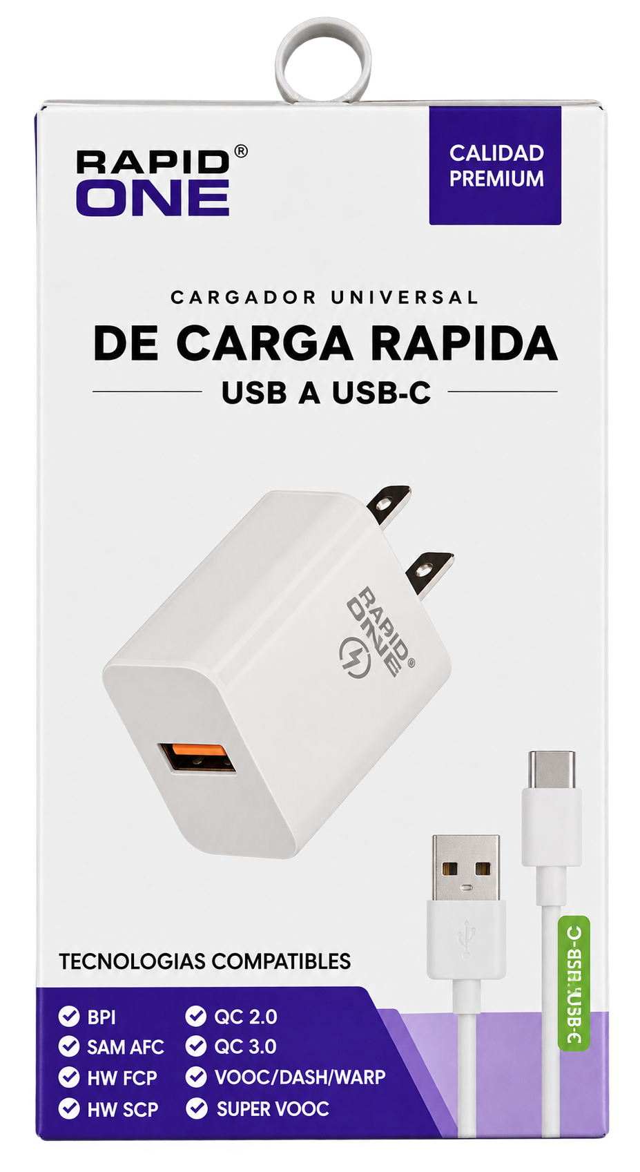 Combo cargador de doble puerto Rapid One con cable USB a USB-C