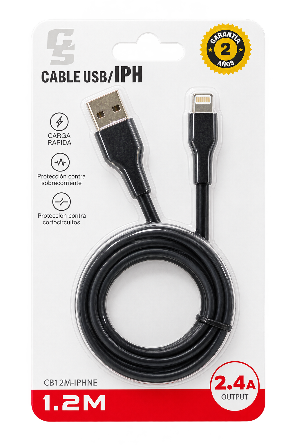 Cable USB a Lightning IPH 2.4 A | 1.2 m CB12M-IPHNE